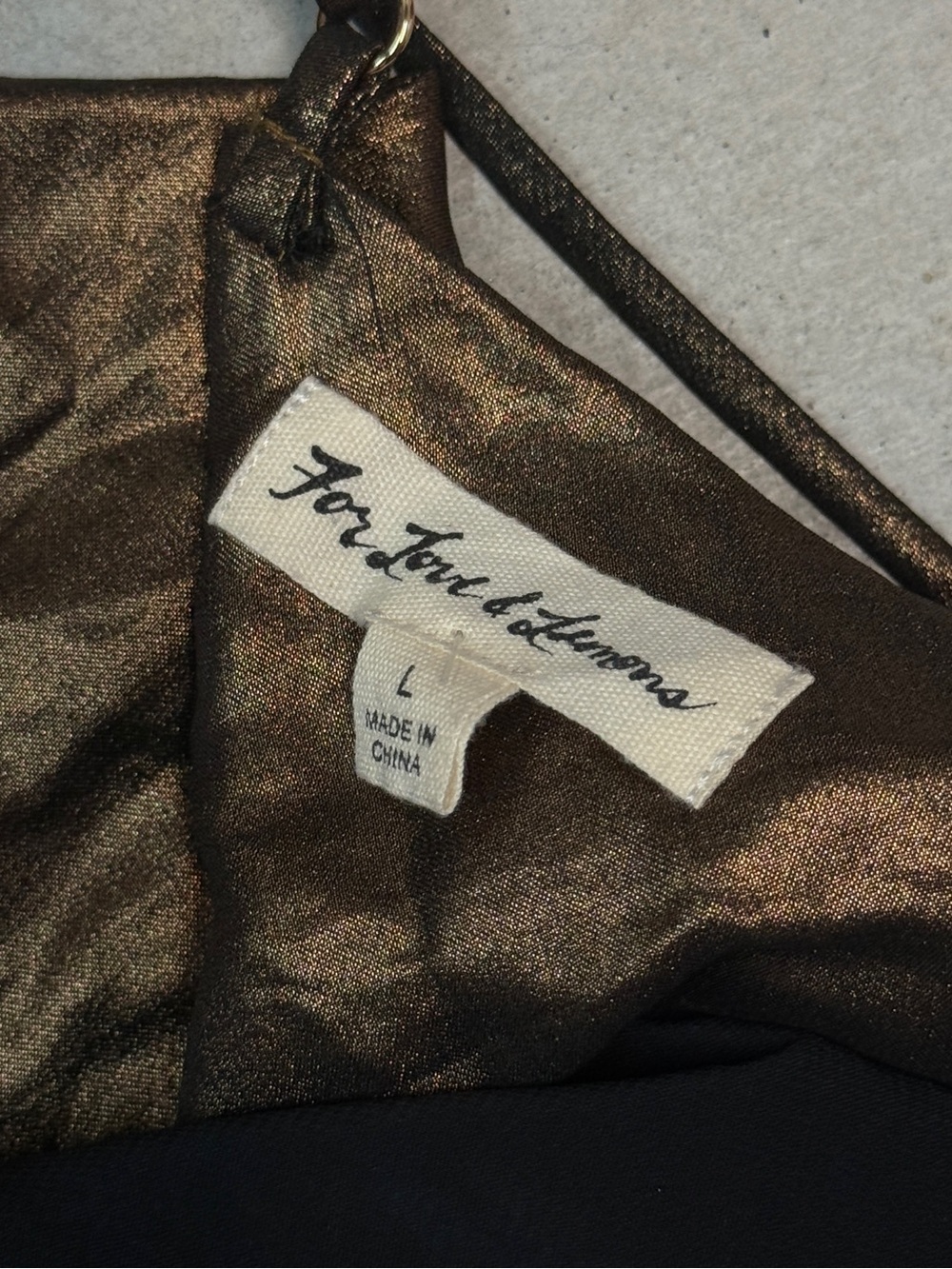For Love & Lemons Bronze Metallic Cowl Neck Tie Front Cami Top Size L - Picture 4 of 5